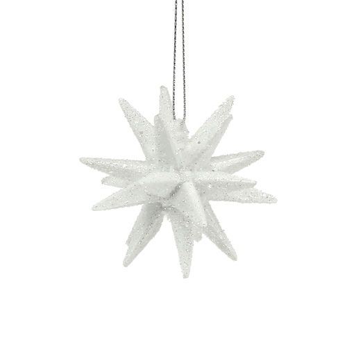 Glitter sterren wit 7,5 cm 8st