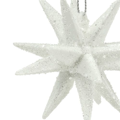 Floristik24 Glitter sterren wit 7,5 cm 8st