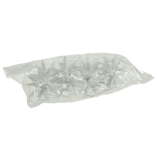 Floristik24 Glitter sterren wit 7,5 cm 8st