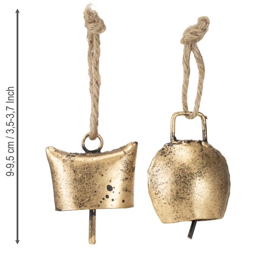 Artikel Bellen kerstboomversiering metaal vintage goud 5 cm 8 stuks