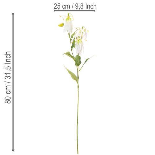 Kunstmatige Gloriosa-bloem, wit en geel, elegante bloeiende tak voor decoratie, 80 cm, 3 stuks | Floristik24.nl