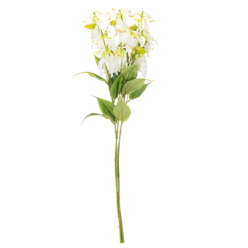 Kunstmatige Gloriosa-bloem, wit en geel, elegante bloeiende tak voor decoratie, 80 cm, 3 stuks | Floristik24.nl