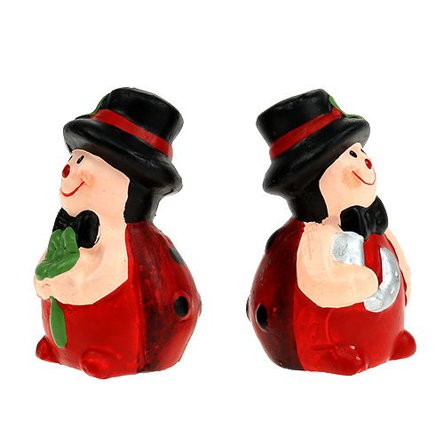 Floristik24 Geluksbrenger keramiek kever 6cm rood 12st