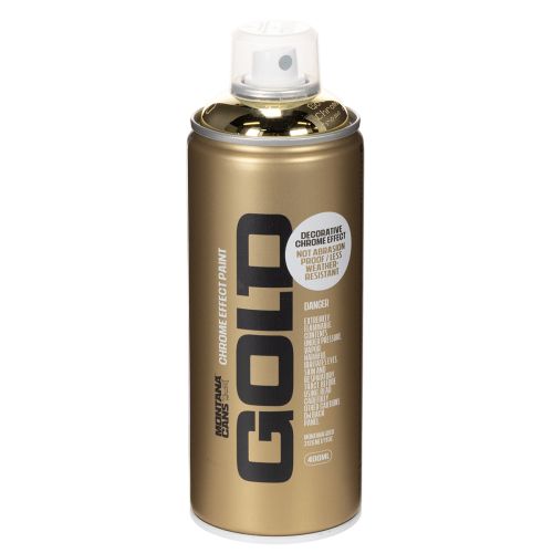 Decoratieve spuitverf met goudkleurig chroomeffect, Montana spuitbussen van 400 ml