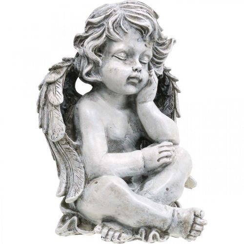 Floristik24 Grabengel Engel Grijs Graffiguur Grafdecoratie 24cm