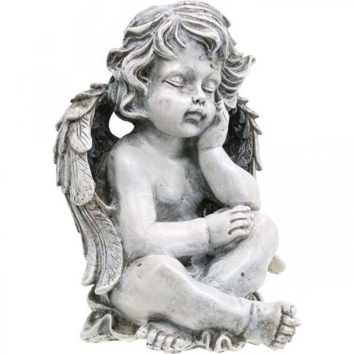 Floristik24 Graf engel engel grijs graffiguur grafdecoratie 24cm