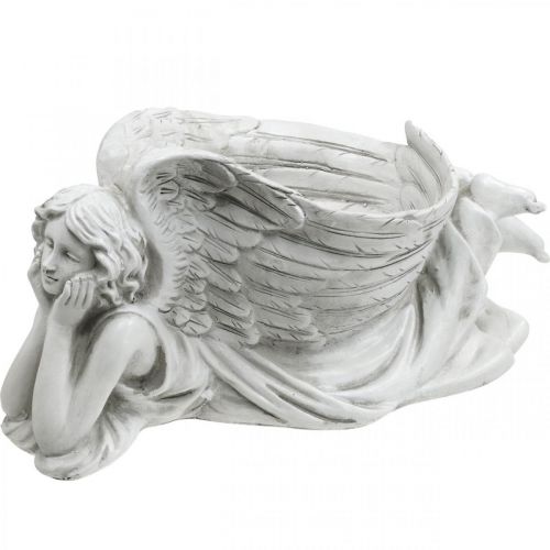 Graf engel met plantenschaal Vogel bad engel liggend 39×18×18cm