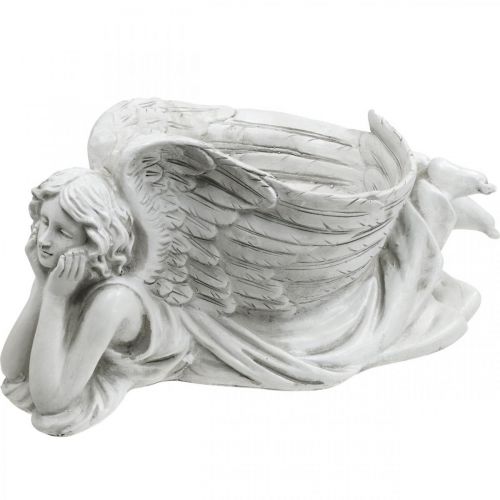 Floristik24 Graf engel met plantenschaal Vogel bad engel liggend 39×18×18cm