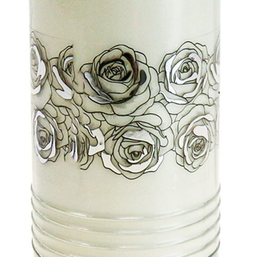 Artikel Grafkaarsen rozen wit rouwlicht Ø7cm H23,5cm 100h 2st