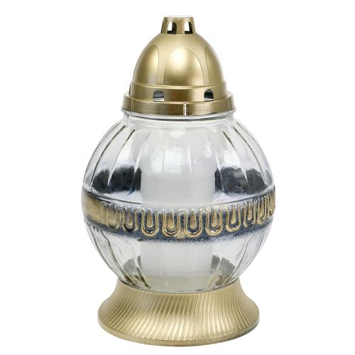Floristik24 Graflamp glas met ornament Ø16cm H28,5cm goud 2st
