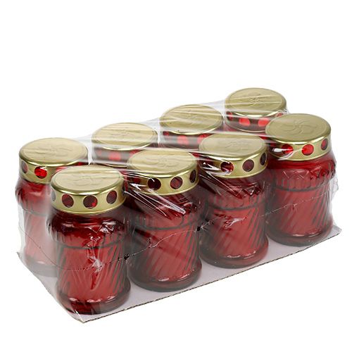 Artikel Graflicht glas rood Ø7cm H13cm 8st