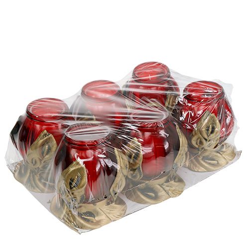 Floristik24 Graflicht rood Ø12,5cm H19,5cm 6 st