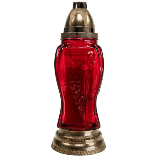 Floristik24 Graflamp glasgravure engel graflantaarn rood Ø11cm H28.5cm