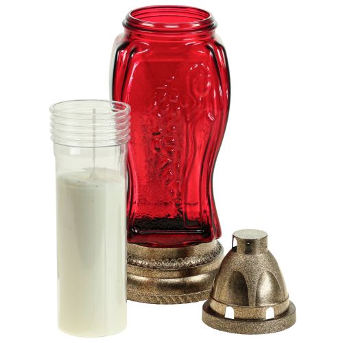 Floristik24 Graflamp glasgravure engel graflantaarn rood Ø11cm H28.5cm