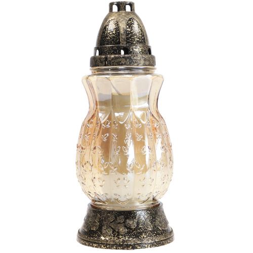 Graflicht glas ranken rozen H26cm Ø12cm getint goud 24-30u