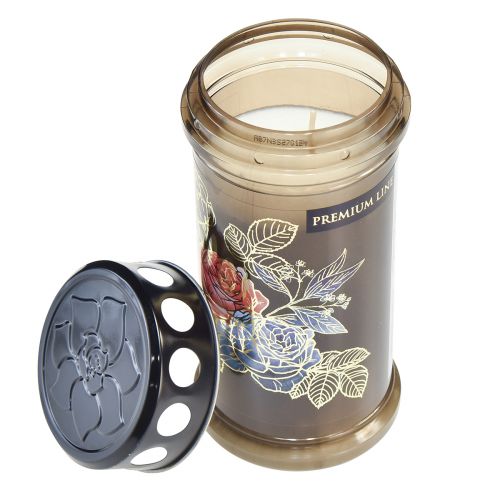 Artikel Grafverlichting motief kaarsen bloemen Ø7,5cmH16,5cm 3 dagen 3 st