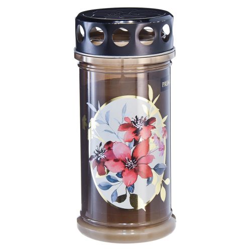 Artikel Grafverlichting motief kaarsen bloemen Ø7,5cmH16,5cm 3 dagen 3 st