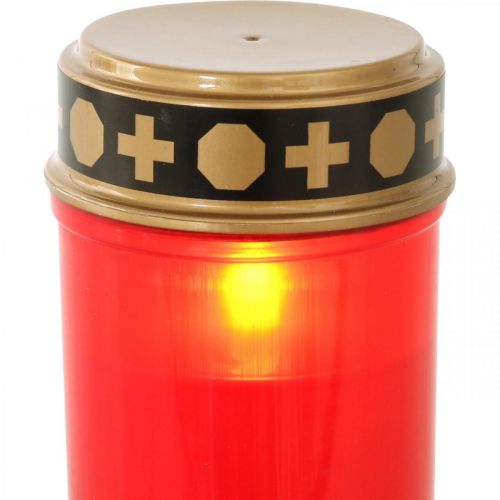 LED-grafverlichting rood timer op batterijen Ø6.5cm H12.5cm