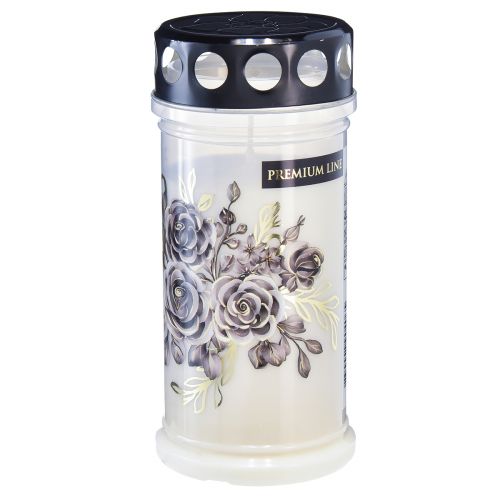 Floristik24 Grafkaarsen witte motiefkaarsen bloemen Ø7,5cm H16,5cm 3st