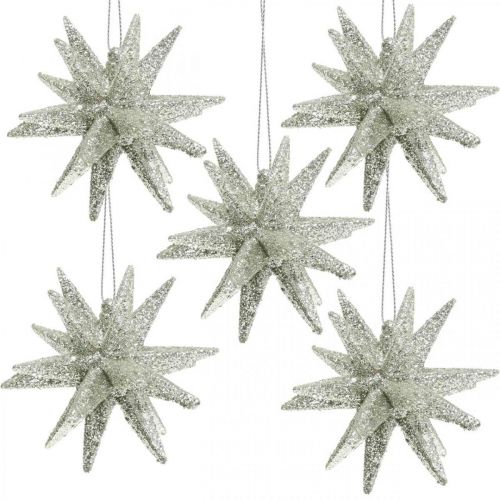 Floristik24 Glittersterren om champagne op te hangen Kerstboomdecoratie 7,5 cm 8 stuks