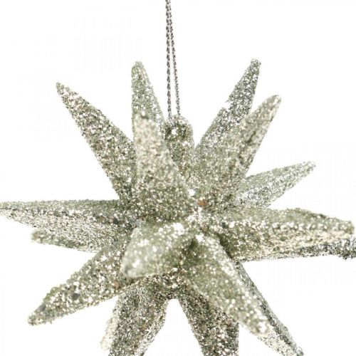 Artikel Glittersterren om champagne op te hangen Kerstboomdecoratie 7,5 cm 8 stuks