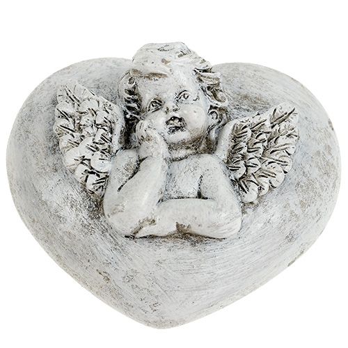 Floristik24 Grafdecoratie harten met engel 9cm 3 st