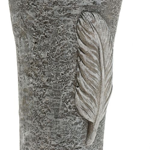 Floristik24 Grafvaas met veer grijs 25.5cm 2st