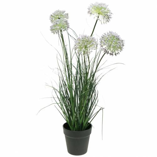 Gras met bloemen in de pot kunstpaars 70cm