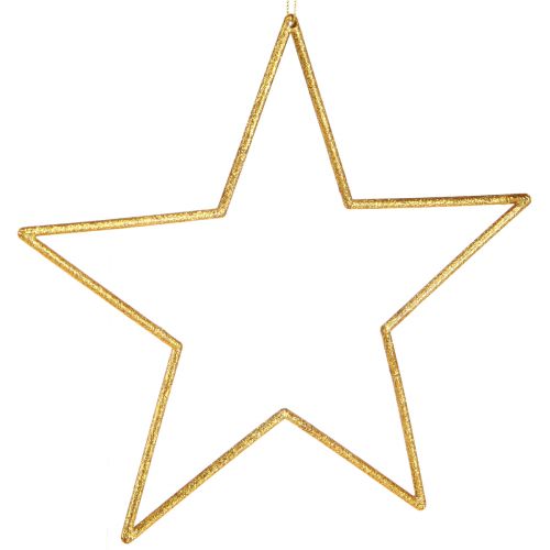 Artikel Grote decoratieve sterren gouden glitterdecoratie om op te hangen 24cm 6 st