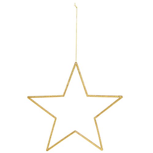 Artikel Grote decoratieve sterren gouden glitterdecoratie om op te hangen 24cm 6 st