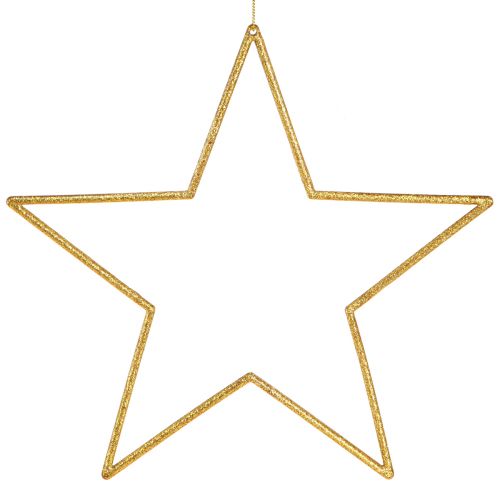 Artikel Grote decoratieve sterren gouden glitterdecoratie om op te hangen 24cm 6 st