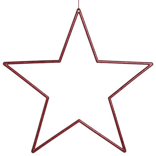 Floristik24 Grote decoratieve sterren rood voor het ophangen van sterren met glitter 24cm 6 st