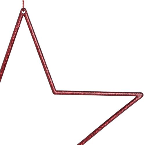 Artikel Grote decoratieve sterren rood voor het ophangen van sterren met glitter 24cm 6 st