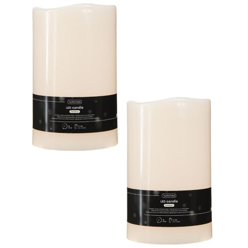 Artikel Grote LED kaars met timer Voor buiten warm wit Ø12,5cm H20cm 2st