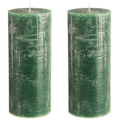 Artikel Grote stompkaarsen groen donkergroen 85x200mm 2 st