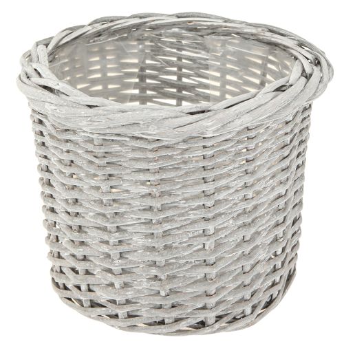 Artikel Grote plantenmand met folie witgrijs Ø43/34/28cm set van 3