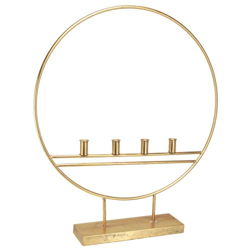 Artikel Grote stokkandelaar in ring metaal goud antiek H77cm Voor 4 kaarsen