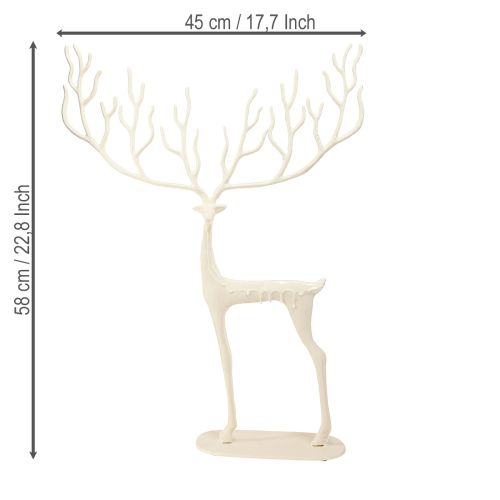 Artikel Grote rendierdecoratie metaal kerstdecoratie wit H58cm