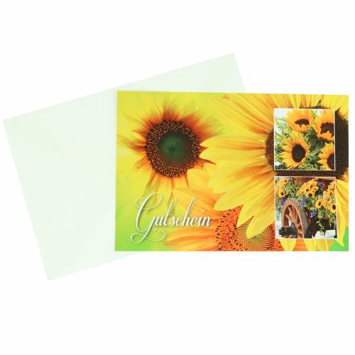 Floristik24 Waardebon zonnebloem met envelop 5st