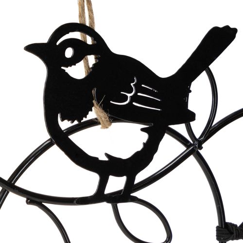 Artikel Hangende decoratie metalen decoratie vogels zwart voederstation 18×22,5cm 3 stuks