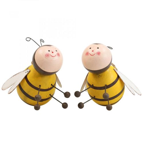 Floristik24 Hangdecoratie bijen decoratie decoratieve hanger hout metaal 9,5cm 2 st