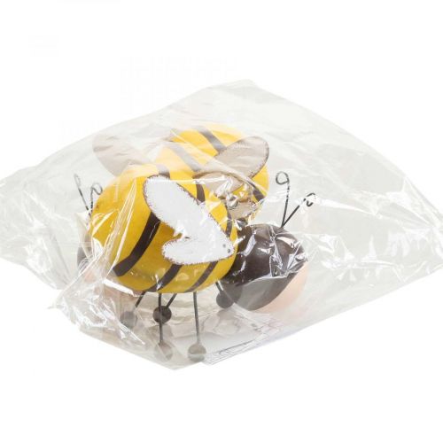 Floristik24 Hangdecoratie bijen decoratie decoratieve hanger hout metaal 9,5cm 2 st