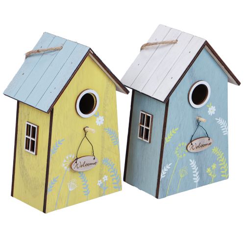 Artikel Hangdecoratie lentedecoratie vogelhuisje decoratie hout 19,5cm 2st