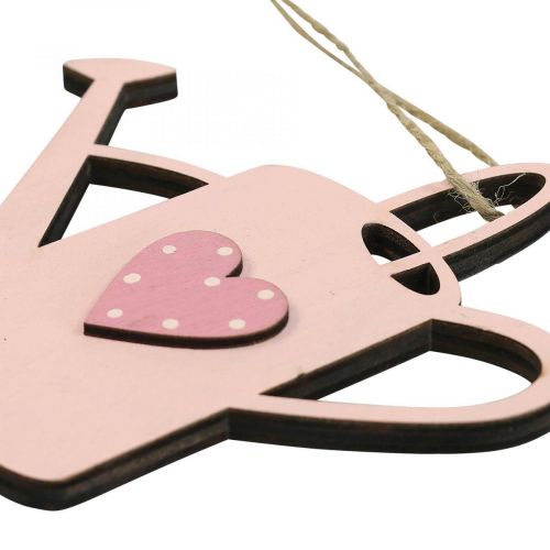 Artikel Hangende decoratie houten gieter deco roze deco hanger 14x12cm 6st