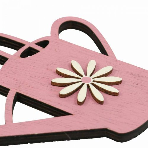 Artikel Hangende decoratie houten gieter deco roze deco hanger 14x12cm 6st