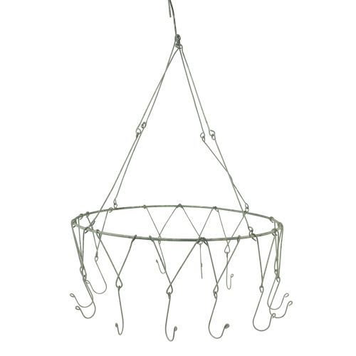 Floristik24 Hangdecoratie metalen sierring met 12 haken grijs Ø38cm H14cm