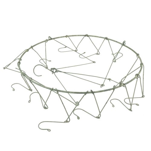 Floristik24 Hangdecoratie metalen sierring met 12 haken grijs Ø38cm H14cm