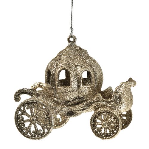 Floristik24 Hangdecoratie Kerstkoets met glitters 11x5x8,5cm
