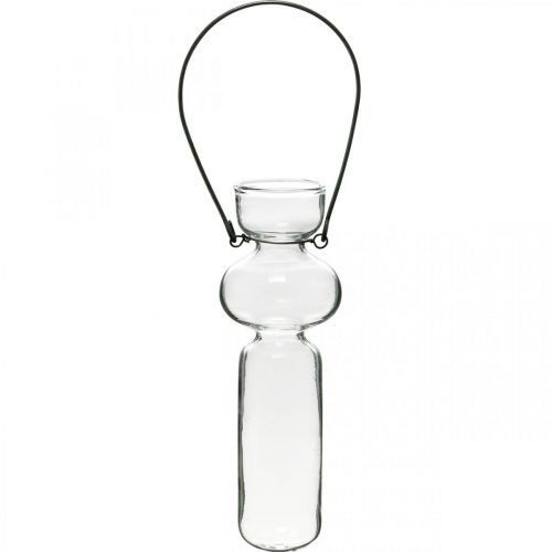 Artikel Mini glazen vazen voor het ophangen van glasdecoratie met draadhanger H14cm 4st