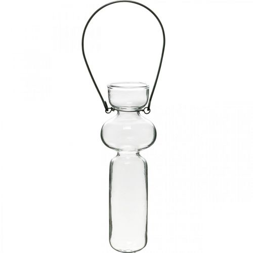 Floristik24 Mini glazen vazen voor het ophangen van glasdecoratie met draadhanger H14cm 4st